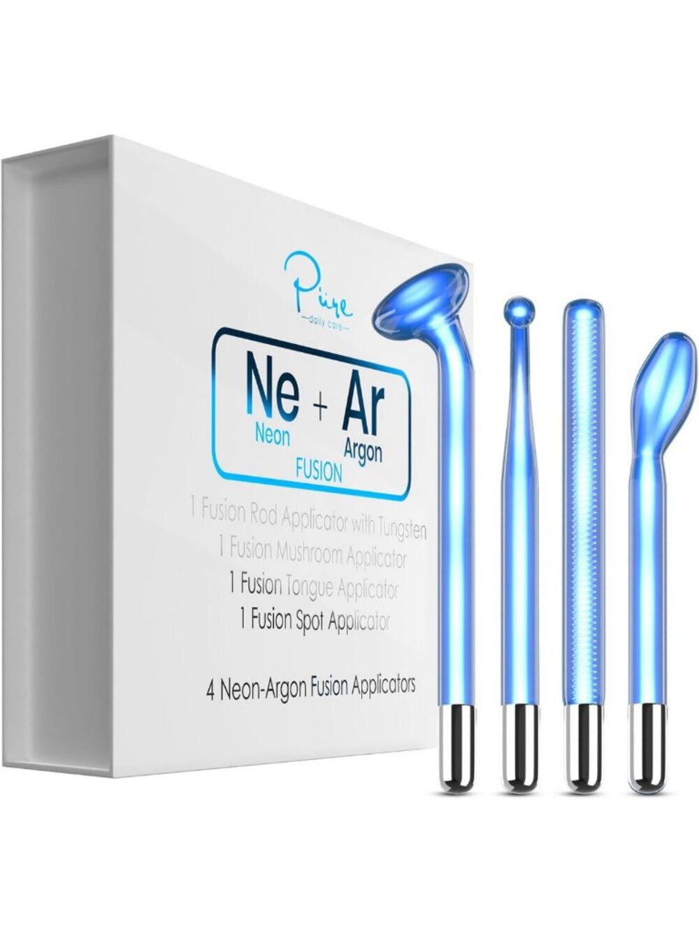 4-Piece High Frequency Fusion Wand Accessory Set - Neon & Argon Glass